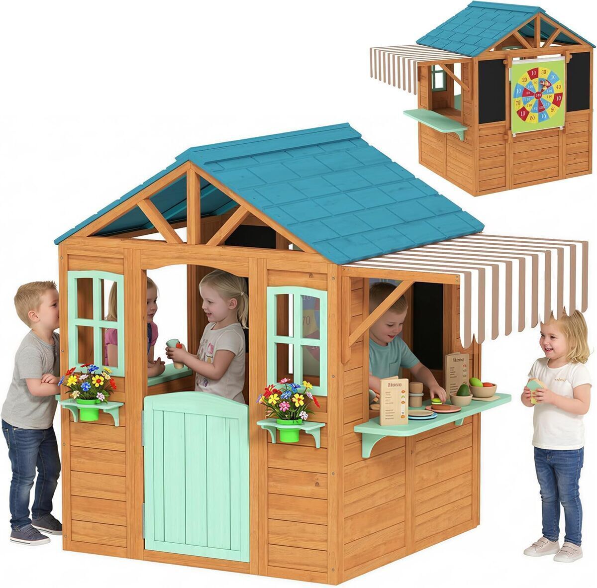 Test : maisonnette en bois multicolore Aiyaplay pour enfants