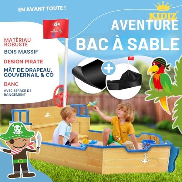 Découvrez notre test complet du bac à sable pirate KIDIZ AHOI : design, qualité, avantages et inconvénients pour les enfants. 
