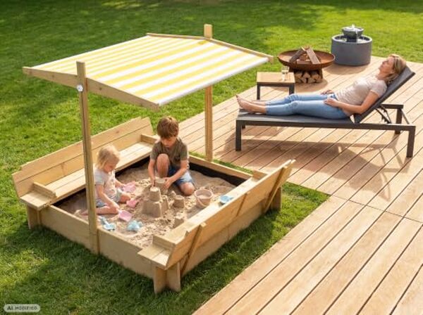 Découvrez notre test complet du bac à sable en bois needs&wants® avec toit et bancs intégrés. Qualité, design et fonctionnalités au banc d'essai. 