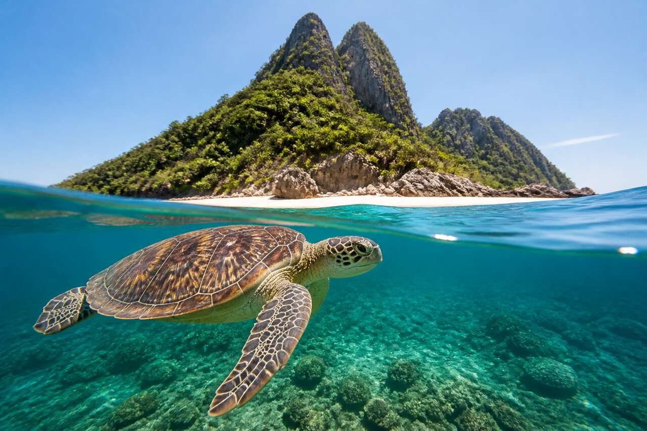 Le voyage fantastique de la tortue sur l'île mystérieuse