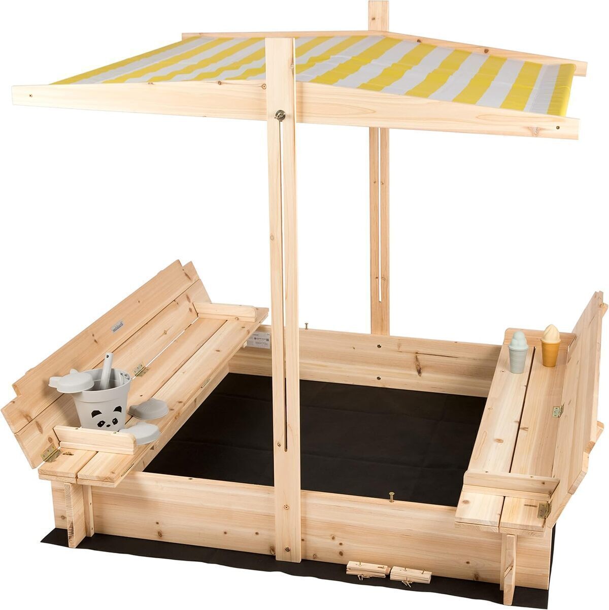 Test : bac à sable en bois needs&wants® avec toit ajustable et bancs