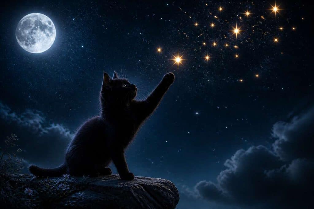 Le chat magique qui jouait avec les étoiles