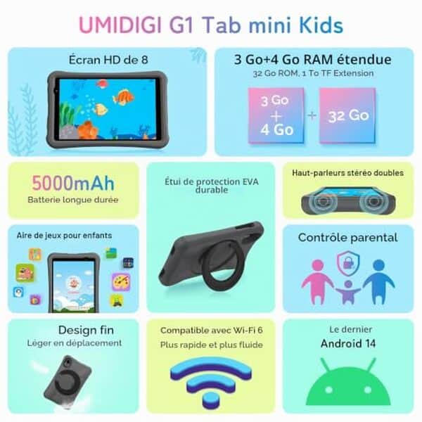 Découvrez notre test complet de la tablette UMIDIGI G1 Tab Mini Kids : une tablette compacte, sécurisée et idéale pour les enfants avec contrôle parental et durabilité. 