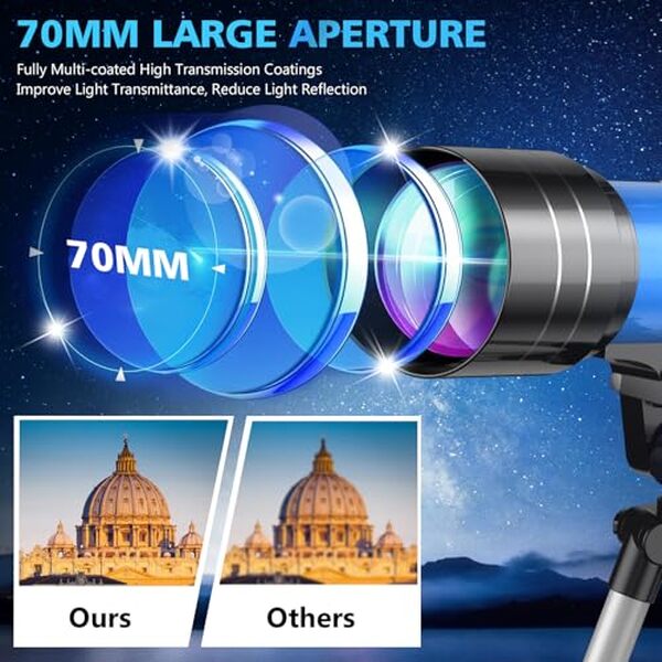 Découvrez notre test détaillé du télescope 70mm réfracteur multicoque : performances, caractéristiques et recommandations pour débutants et amateurs d'astronomie.