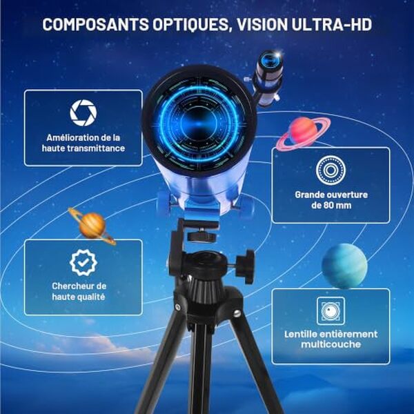 Découvrez notre test complet du télescope 80500 : performances, facilité d'utilisation et résultats exceptionnels pour observer la lune en détail.
