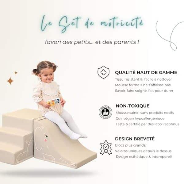Découvrez notre test complet du parcours de motricité Loraia : une escalade Montessori en mousse pour développer la psychomotricité des enfants avec sécurité et plaisir. 