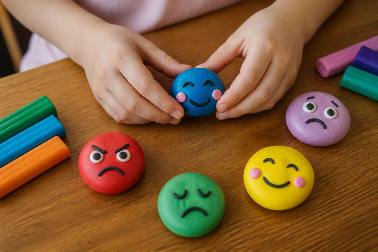 Activité enfant : bonhommes émotions en pâte à modeler