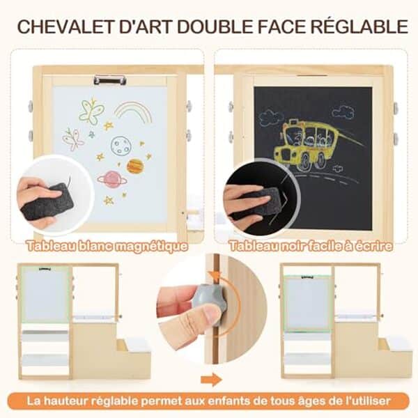 Découvrez notre test complet du bureau enfants Costway 2 en 1 avec tableau blanc et étagères de rangement. Avis, caractéristiques et prix pour bien choisir.