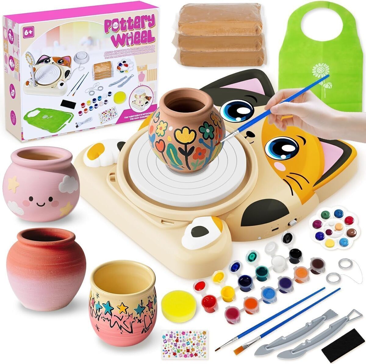 Test : kit poterie enfant, tour électrique motif chat