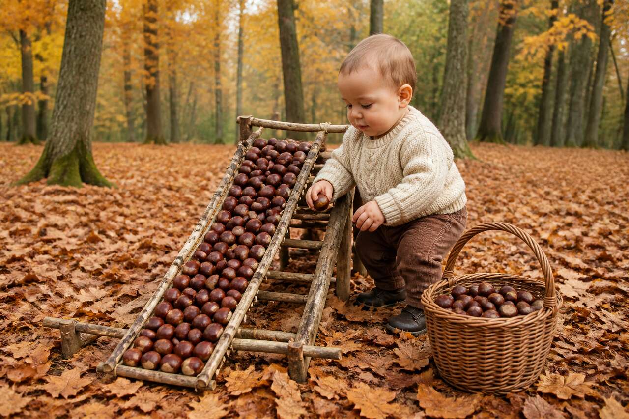 Mat&eacute;riel et montage: fabriquer un toboggan de marrons en 10 minutes