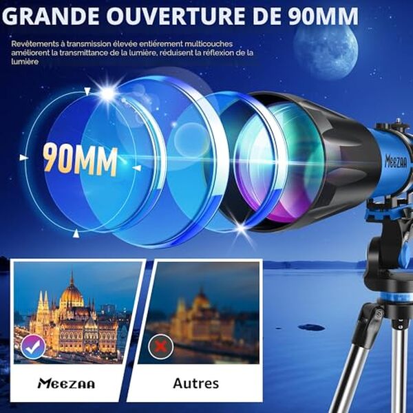 Découvrez notre test détaillé du télescope Meezaa 90 mm, idéal pour débuter l'astronomie avec qualité optique professionnelle et facilité d'utilisation.
