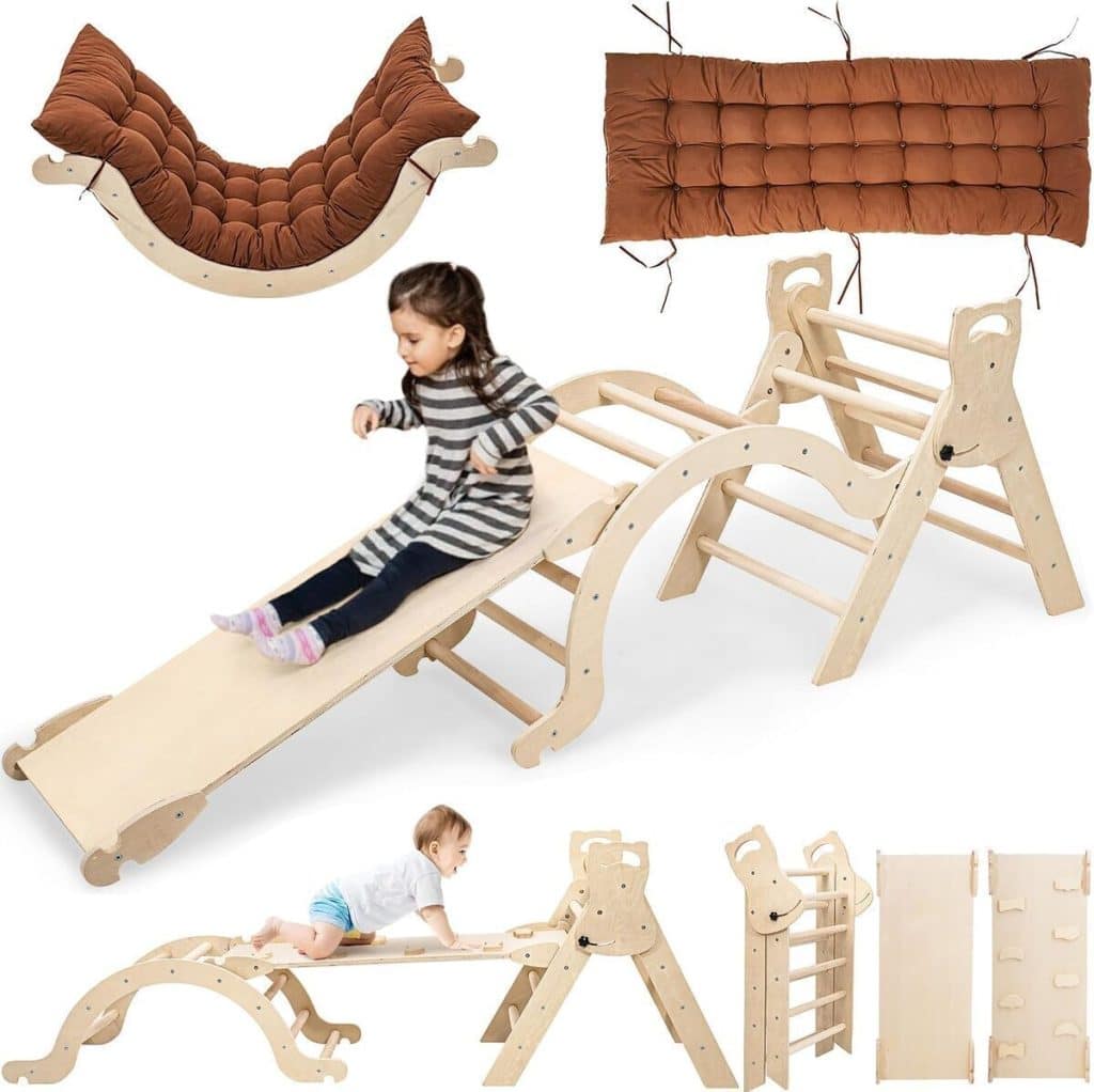 Test : jouet arche montessori Yrthe Voitom, aire de jeux en bois pour enfants