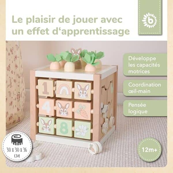 Découvrez notre test complet du cube de motricité lapin Fine XXL de Bieco : fonctionnalités, avantages et avis pour choisir le meilleur jouet d'éveil pour bébé. 