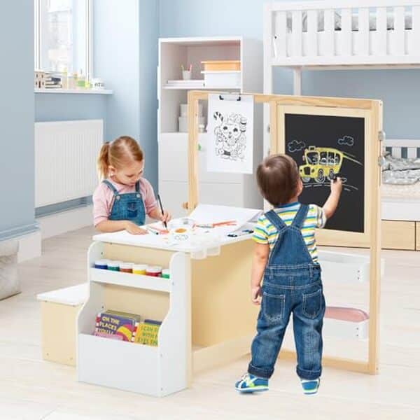 Découvrez notre test du tableau HOMASIS pour enfants avec double chevalet réglable et bibliothèque intégrée : caractéristiques, avantages et avis client détaillés.