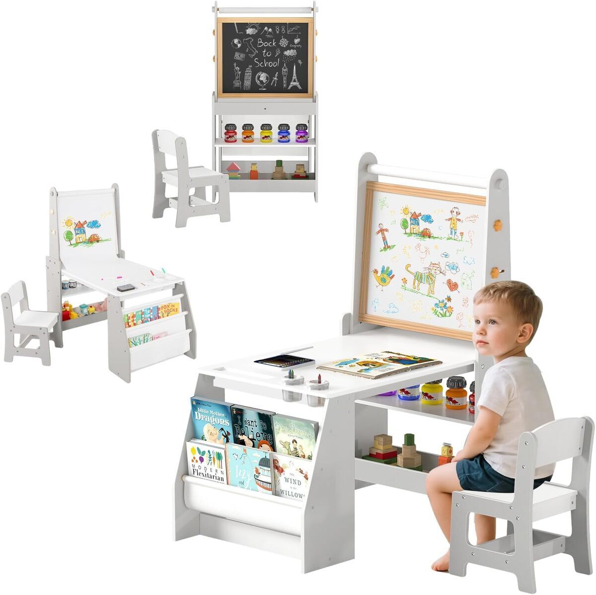 Test de la table enfant Goplus avec tableau et accessoires