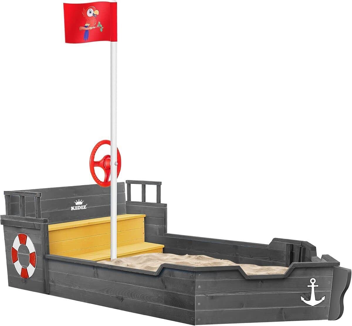 Test du bateau à voile pirate KIDIZ® AHOI en bois pour le jardin