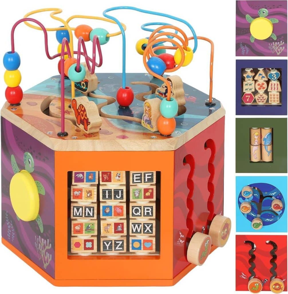 Test du cube d'activités en bois AIYAPLAY : découverte Montessori pour bébé