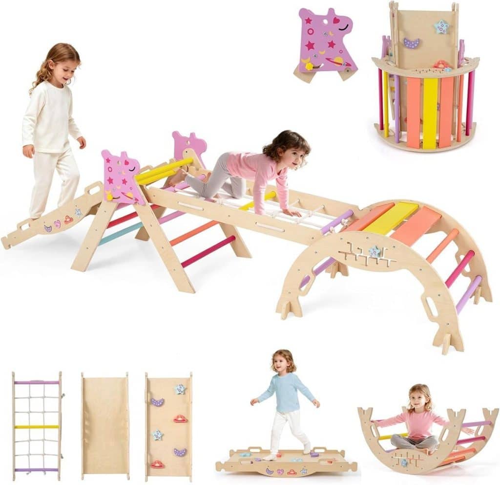 Test du triangle d'escalade 9 en 1 Goplus Montessori multicolore